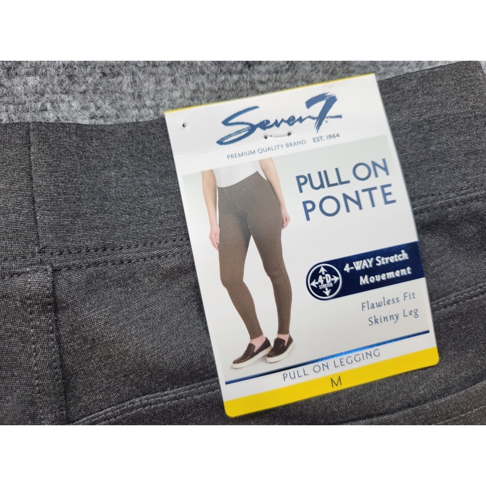 Seven7 Women Pull On Ponte Leggings Charcoal Gray Skinny Leg Stretch Pants M